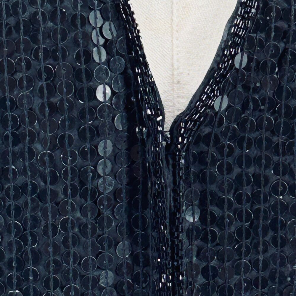 Nwt AJNY Black Elegant Formal Sequin Satin Vest Size M - Picture 2 of 8